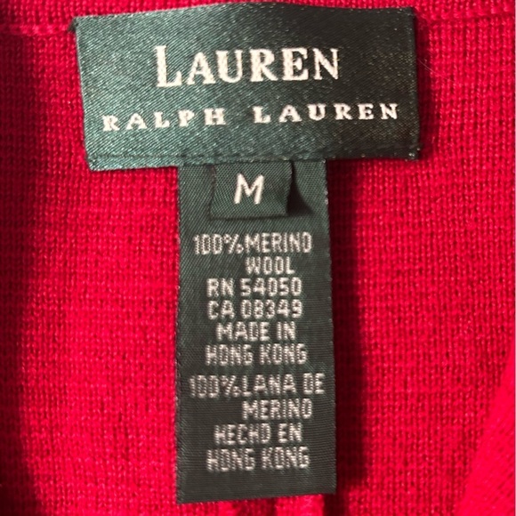 Lauren Ralph Lauren Red Merino Wool Relaxed Knit Sweater Blazer Business Career - Picture 11 of 12